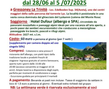 Settimana Verde dal 28/06 al 05/07/2025
