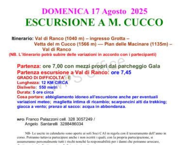 Val di Ranco – Monte Cucco – Domenica 17 agosto 2025
