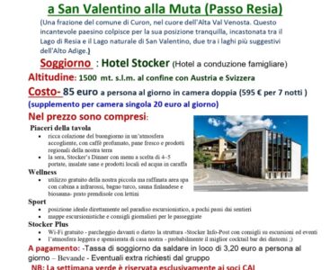 Settimana Verde dal 25 Luglio all’1 Agosto 2026 a San Valentino alla Muta (Passo Resia)