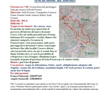Isola Fossara- Casacce- Fiume Sentino – 19/07/2026